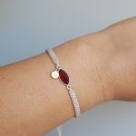 Garnet Taşlı Ayarlanabilir Gümüş İpli Bileklik - Görsel 3