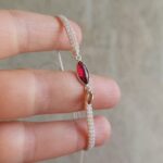Garnet Taşlı Ayarlanabilir Gümüş İpli Bileklik - Görsel 2