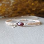 Garnet Taşlı Ayarlanabilir Gümüş İpli Bileklik