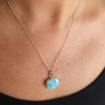 Larimar Taşlı El Yapımı Minimalist 925 Ayar Gümüş Kolye - Görsel 3