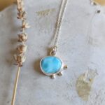Larimar Taşlı El Yapımı Minimalist 925 Ayar Gümüş Kolye - Görsel 2