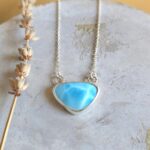 Larimar Taşlı El Yapımı Minimalist 925 Ayar Gümüş Kolye