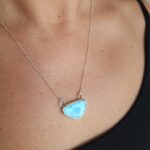 Larimar Taşlı El Yapımı Minimalist 925 Ayar Gümüş Kolye - Görsel 3