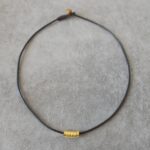 El Yapımı Minimalist Pirinç Halkalı Deri Kolye - Görsel 2